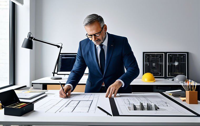 **

"A professional architect in a modern office, reviewing blueprints, fully clothed in a modest business outfit, surrounded by architectural models and design tools, appropriate attire, safe for work, perfect anatomy, correct proportions, natural pose, professional studio lighting, high resolution, family-friendly."

**