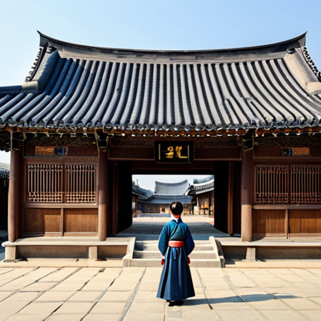 **

"A beautifully restored Hanok house in Jeonju, South Korea, fully clothed people enjoying the central courtyard, traditional Korean architecture, safe for work, perfect anatomy, correct proportions, family-friendly scene, appropriate attire, professional photography, high quality."

**