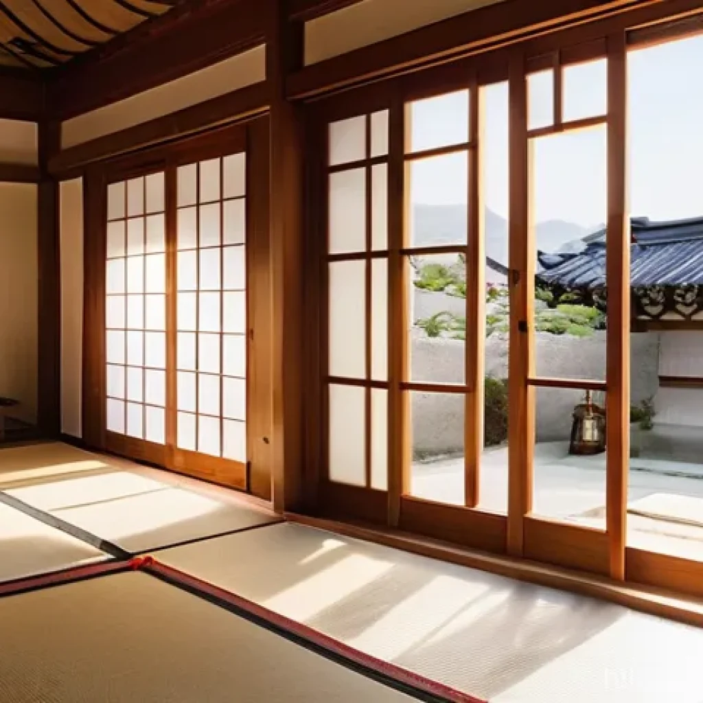 한옥과 현대 건축의 차이 - **A Traditional Hanok's Peaceful Interior:**
"A wide-angle, serene indoor shot of a traditional ...